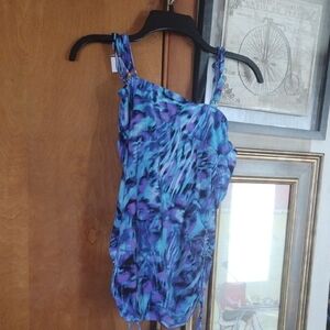 Blue Purple Printed One-Shoulder Women’s Top